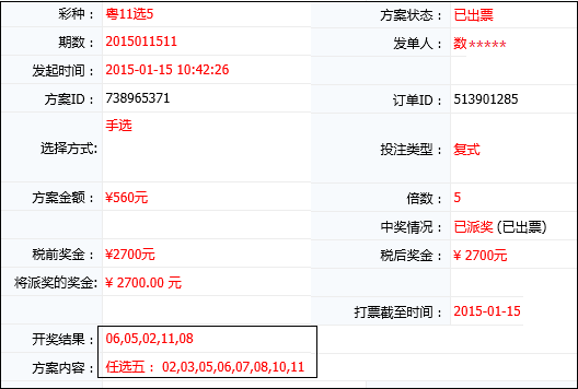 這還沒完,更早的15日粵11選5第11期中